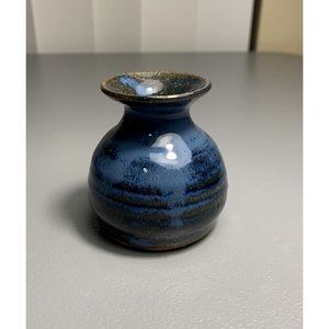 Sue Wagoner Miniature Signed Studio Pottery Blue Pitcher Vase 2.5"
